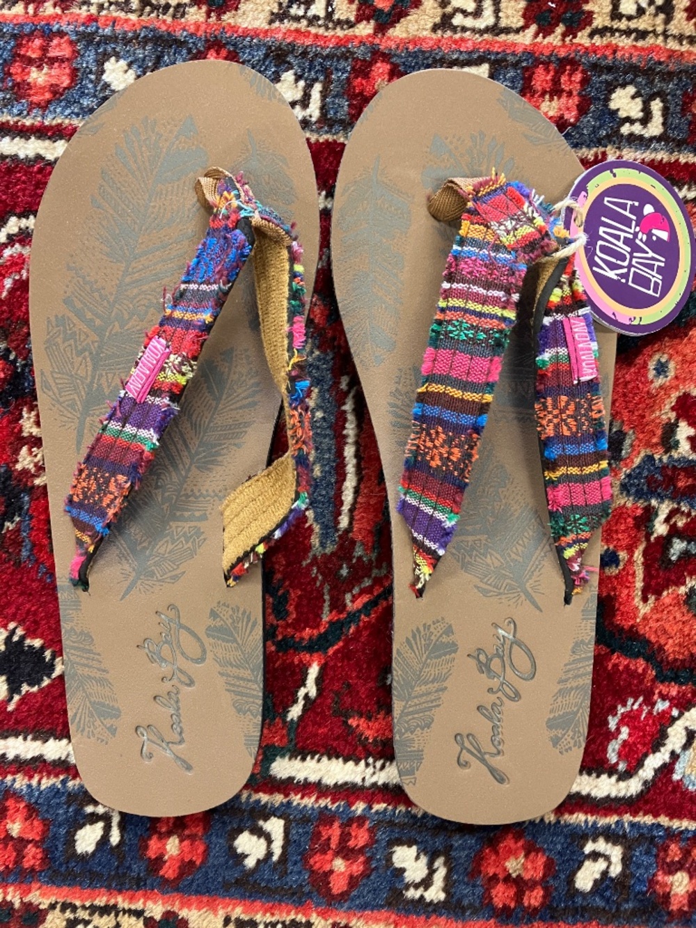 New Womens Koala Bay Boho Rustic Flip Flops Sandals - EU 38 / USA 7.5-8